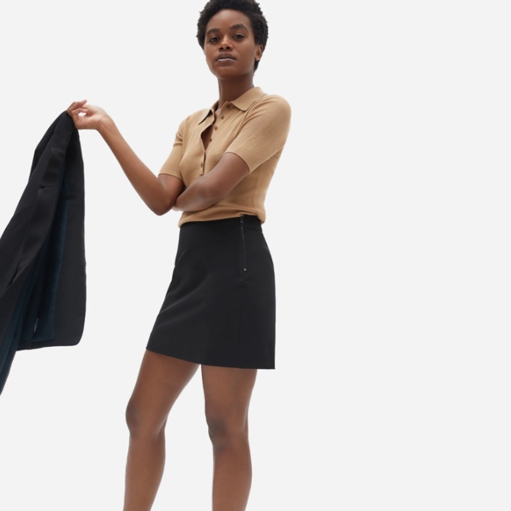 NWT Everlane Stretch Cotton Mini Skirt Black